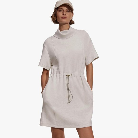 Varley Sophie Dress Taupe short sleeve turtleneck double soft s small - Picture 2 of 12